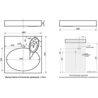 Раковина Paulmark Mond PM720431