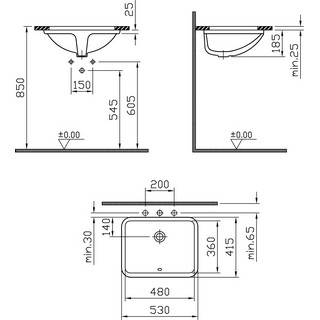 Раковина VitrA S50 5339B003 встраиваемая