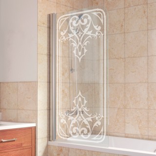 Шторка на ванну Vegas Glass EV 76 08 ARTDECO D2 L профиль глянцевый хром, стекло прозрачное рисунок