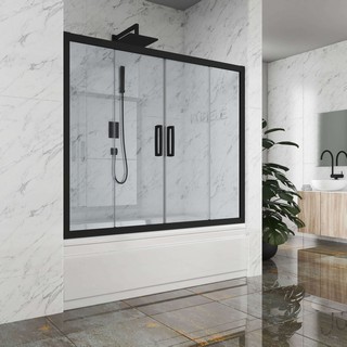 Шторка на ванну Kubele DE019P4-CLN-BLMT 180х150 см, профиль матовый черный