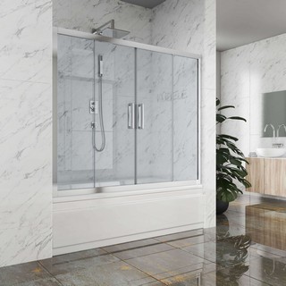 Шторка на ванну Kubele DE019P4-CLN-CH 160х150 см, профиль хром