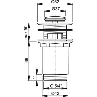 Донный клапан для раковины AlcaPlast A391