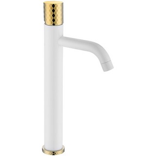 Смеситель Boheme Stick 122-WG для раковины, white diamond gold