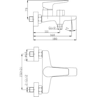 Смеситель BelBagno Ancona ANCONA-VAS-CRM для ванны с душем
