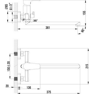 Смеситель Lemark plus Factor LM1651C универсальный