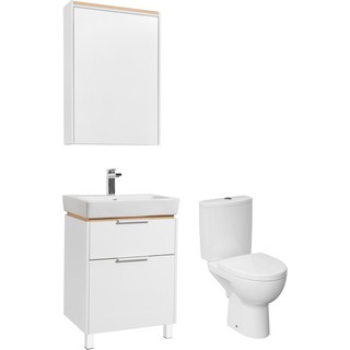 Комплект  Унитаз-компакт Cersanit Parva new clean on с микролифтом + Мебель для ванной STWORKI Дублин 60