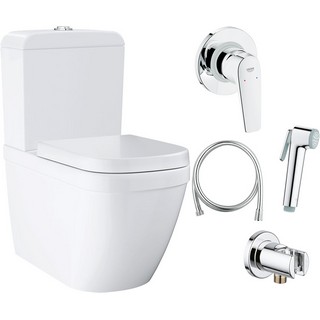 Комплект  Унитаз-компакт Grohe Euro Ceramic 39338000 + Гигиенический душ Grohe BauFlow 124900 со смесителем
