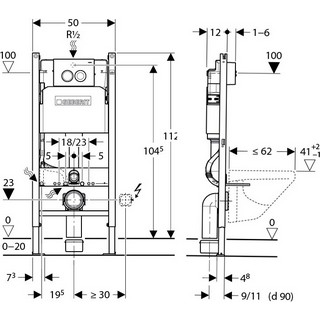 Комплект Geberit Renova Compact 500.124.TC.R
