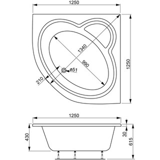 Акриловая ванна Vagnerplast Catalina mini 125x125 белая