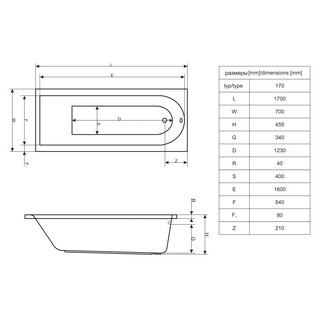 Акриловая ванна Excellent Actima Aurum Lux 170x70